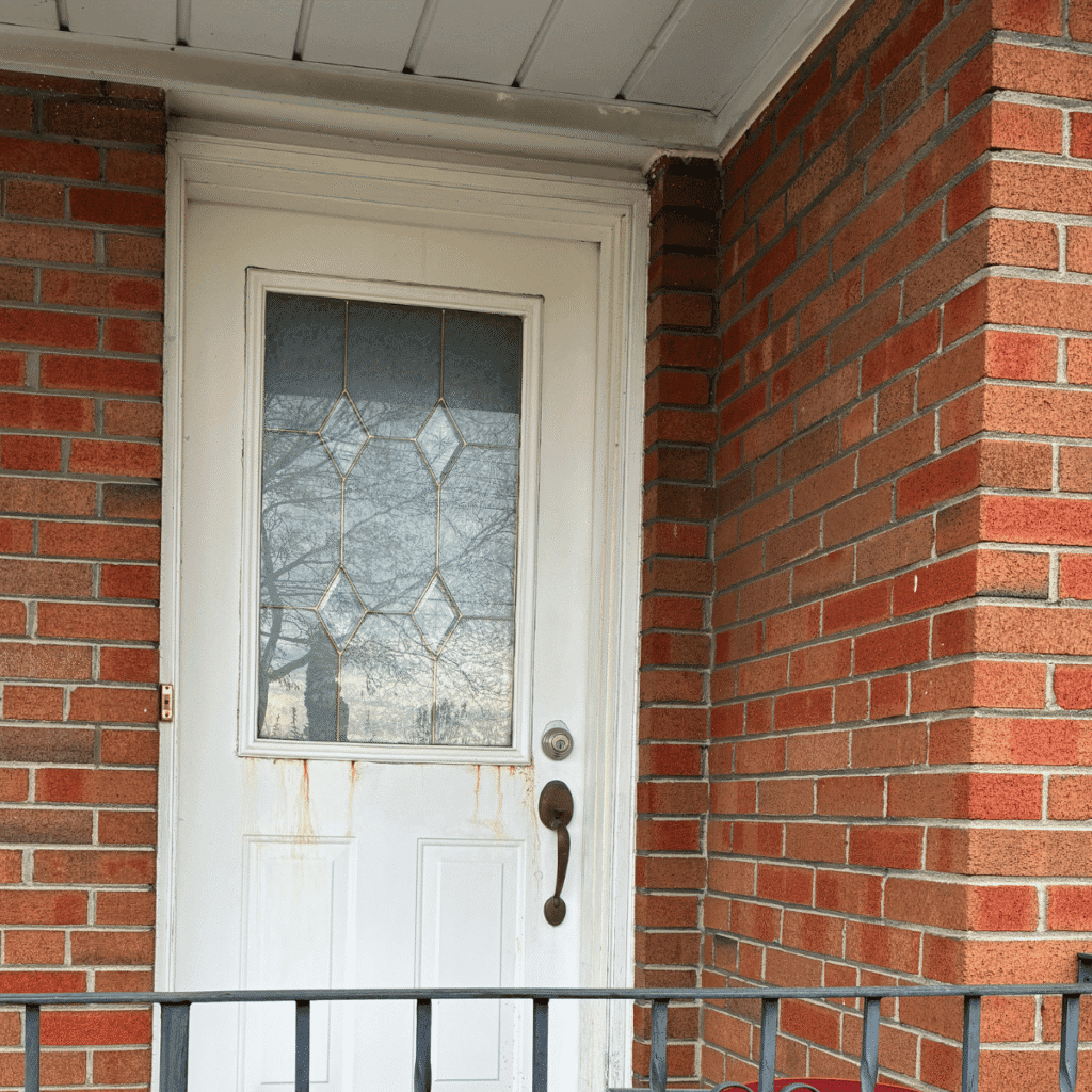 Door being sanded and painted for a smooth finish