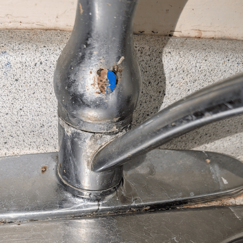Modern faucet installed on sink with clean finish