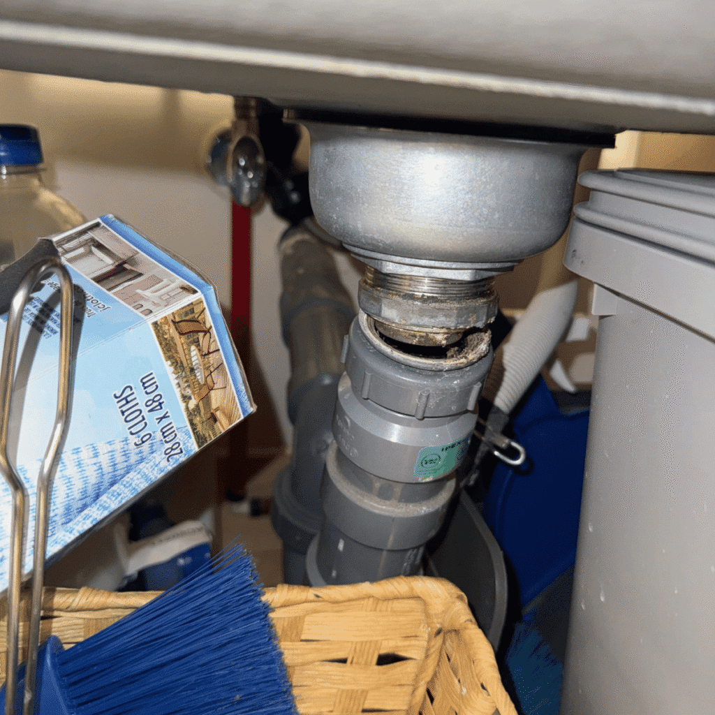 Sink being secured with proper brackets and adhesive