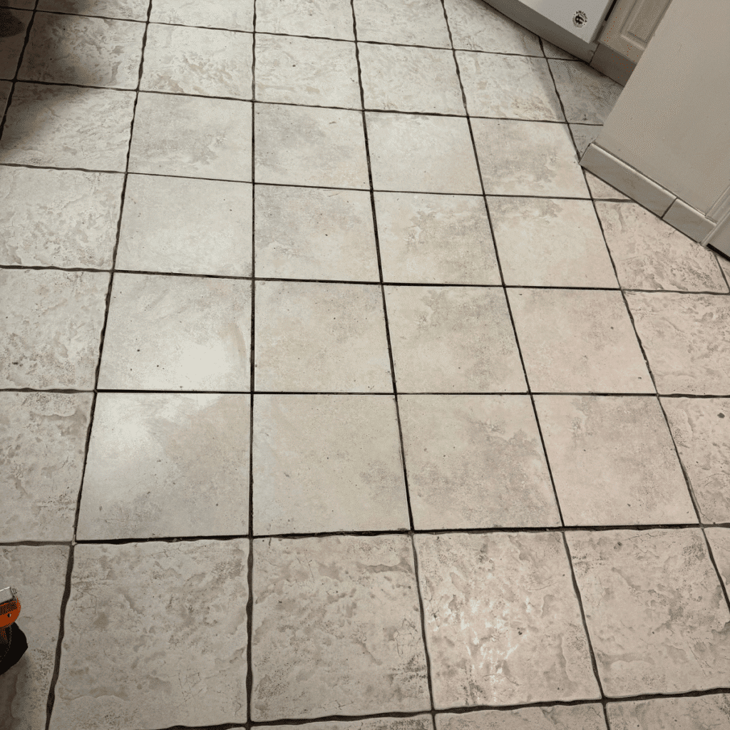 New tile installed and aligned with existing flooring