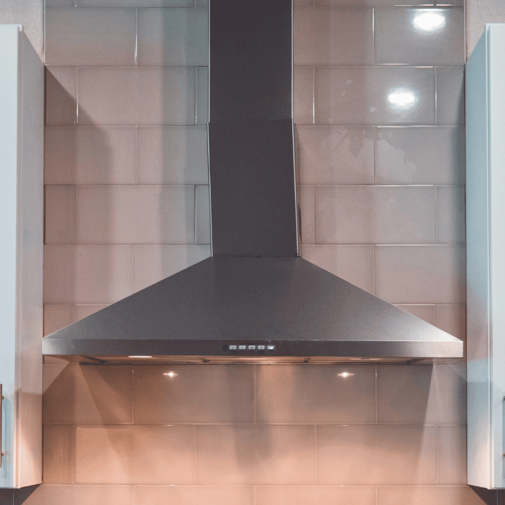 Working kitchen exhaust fan improving air circulation