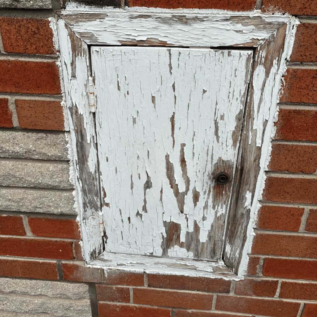 Small wooden exterior door being sanded