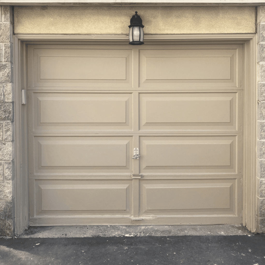 Freshly painted garage door with smooth finish