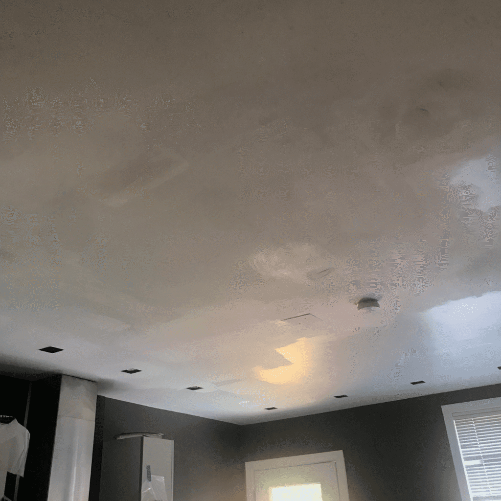 Ceiling being painted with smooth and even finish