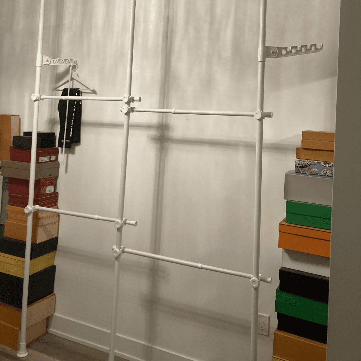 closet clothes rod installation organized wardrobe storage system