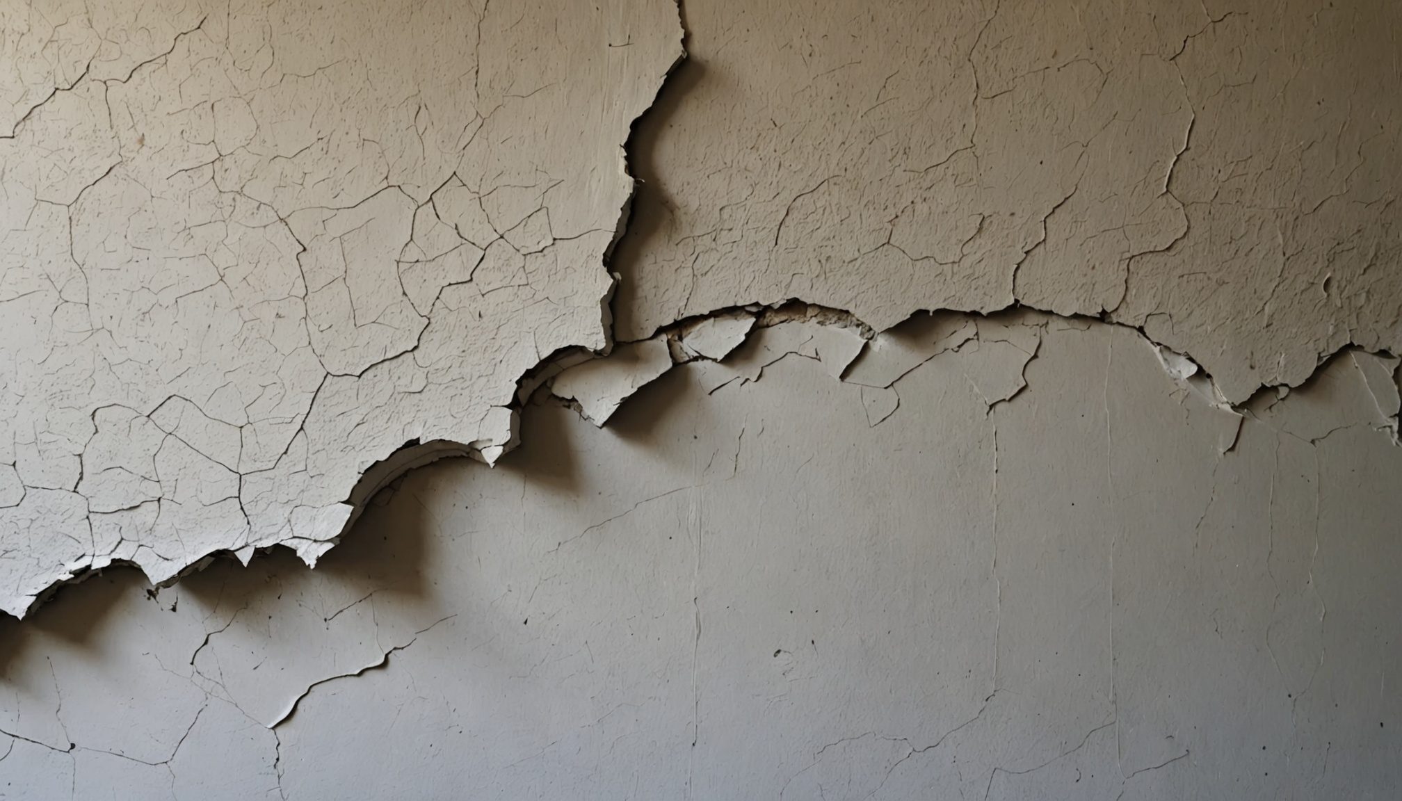 Close-up of cracked drywall surface with peeling paint - Professional Drywall Repair Toronto