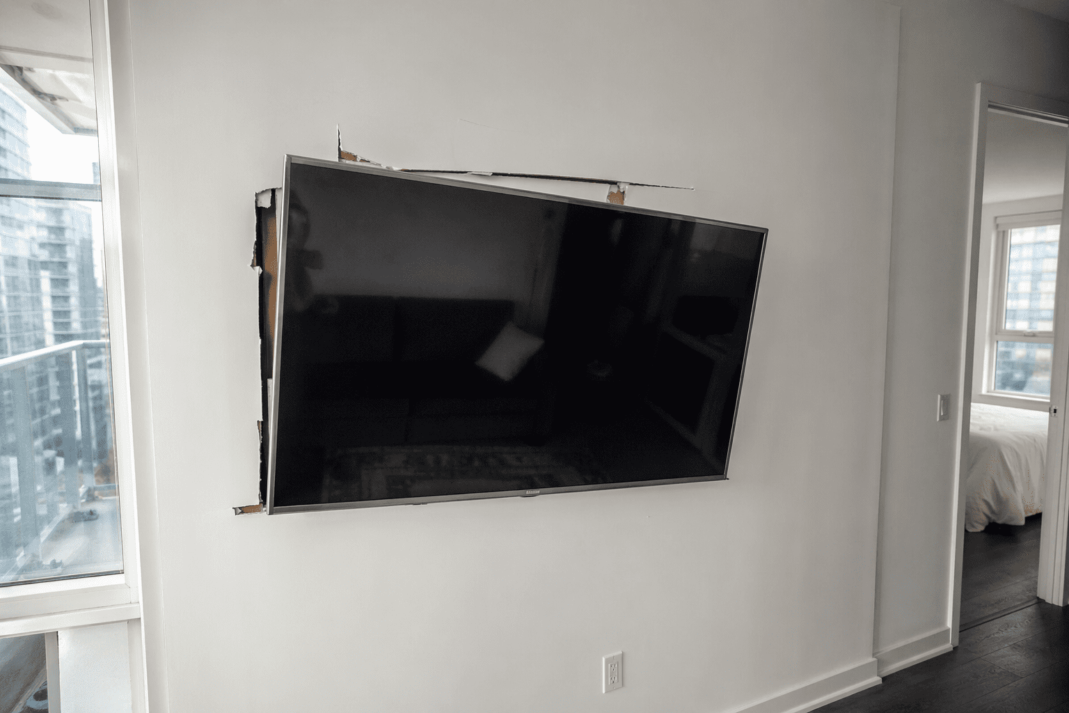 drywall repair Toronto damage from TV mounting