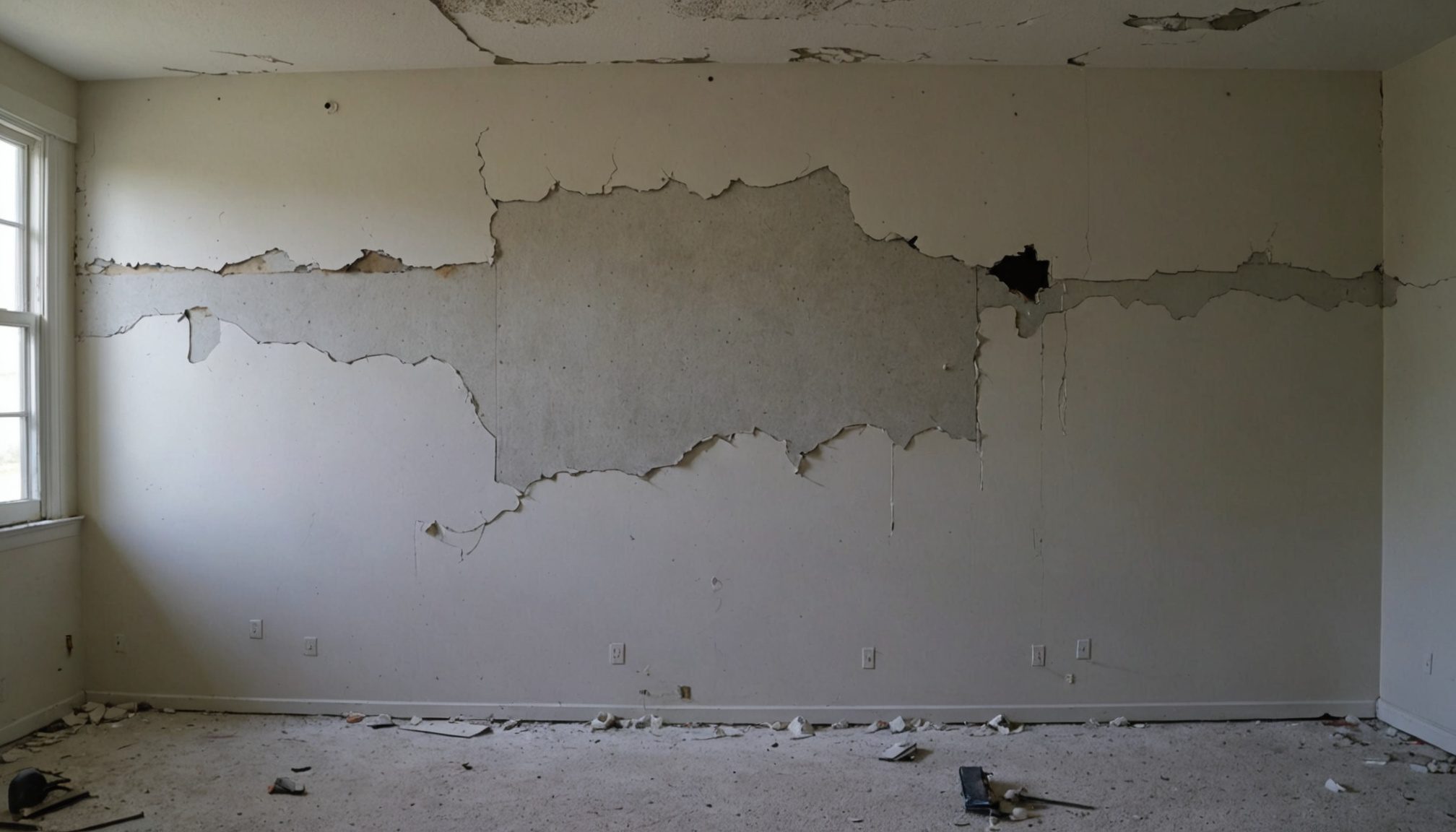 Damaged drywall with visible holes and cracks in a Toronto home - Drywall Repair Toronto
