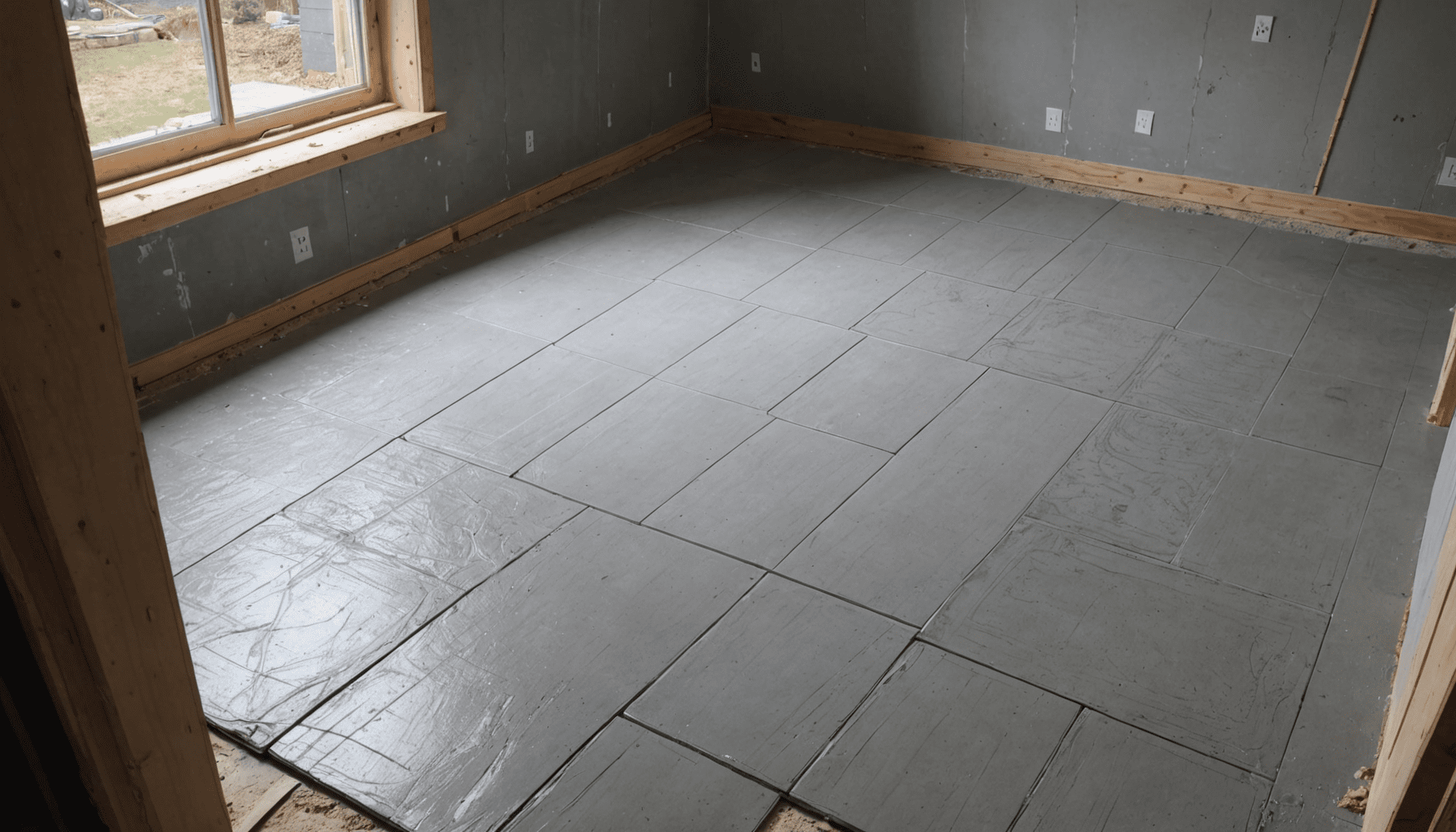 Cement board subfloor prepared for tile installation Toronto