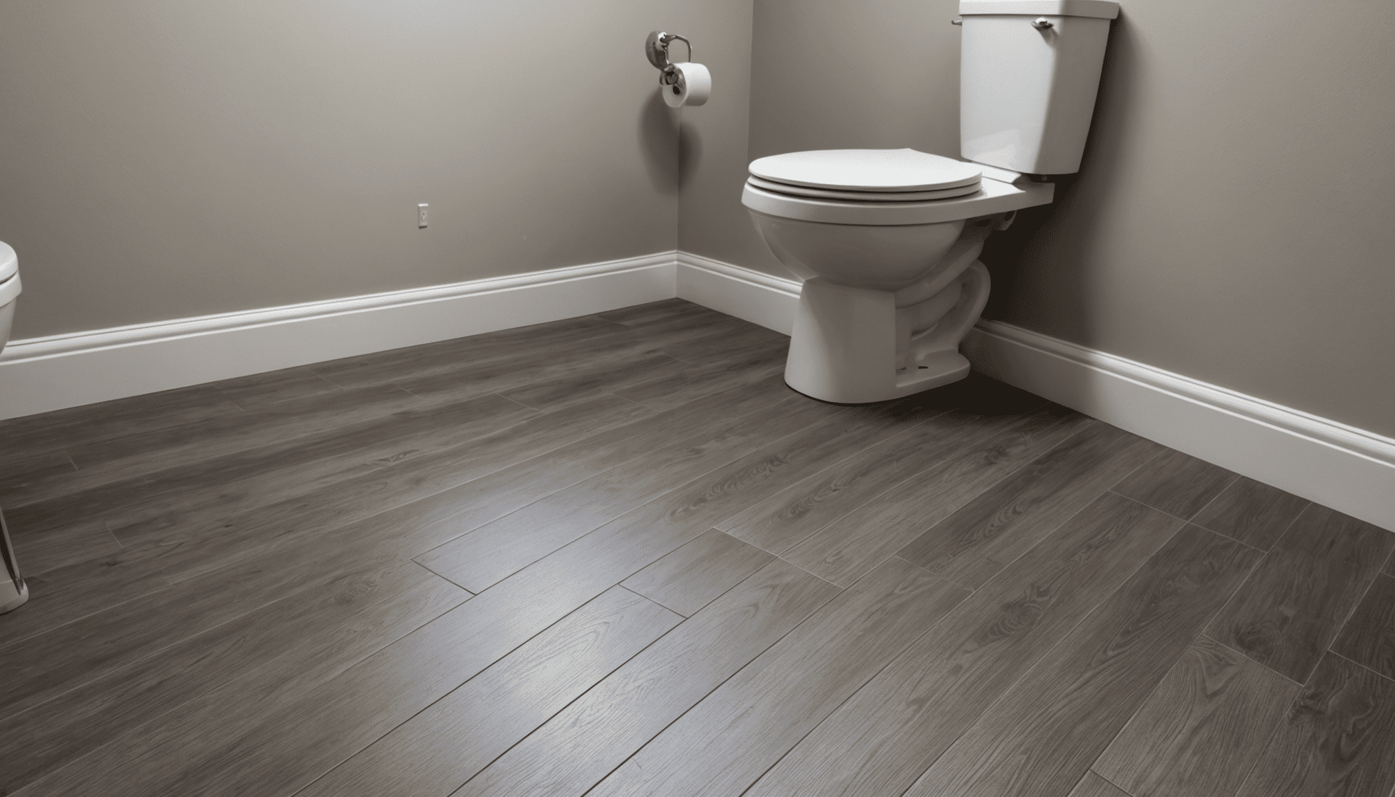 Completed LVP floor installation in Toronto bathroom