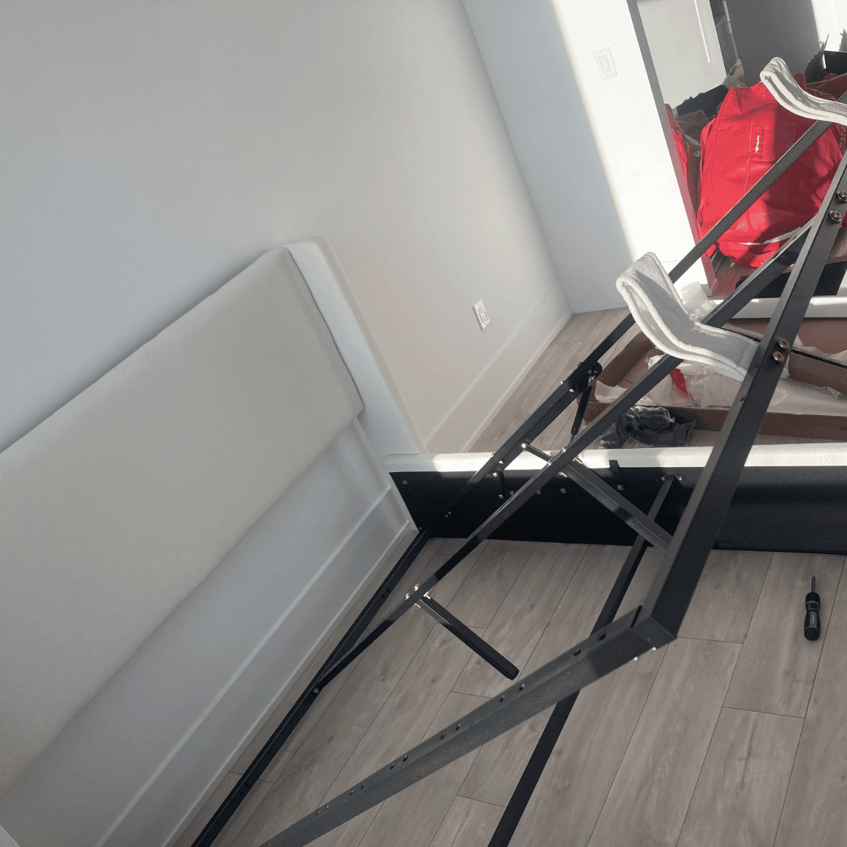 professional bed assembly bedroom setup clean modern room