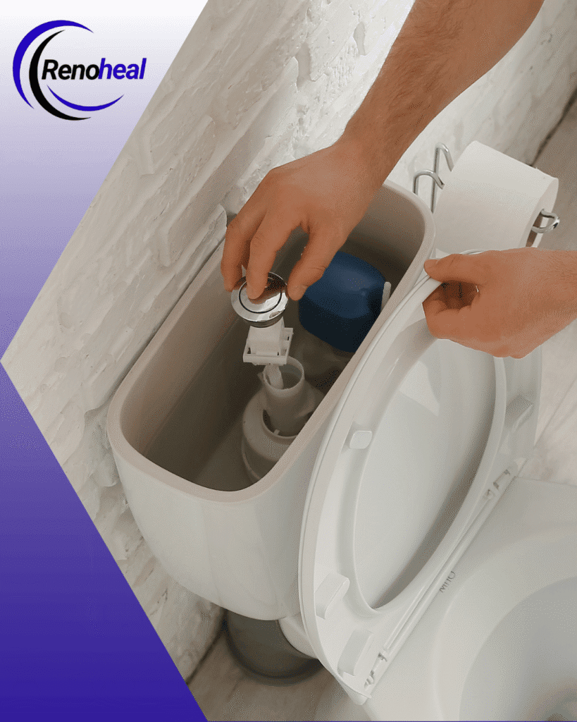 toilet flapper fix before and after Vaughan leak repair water saving flush system