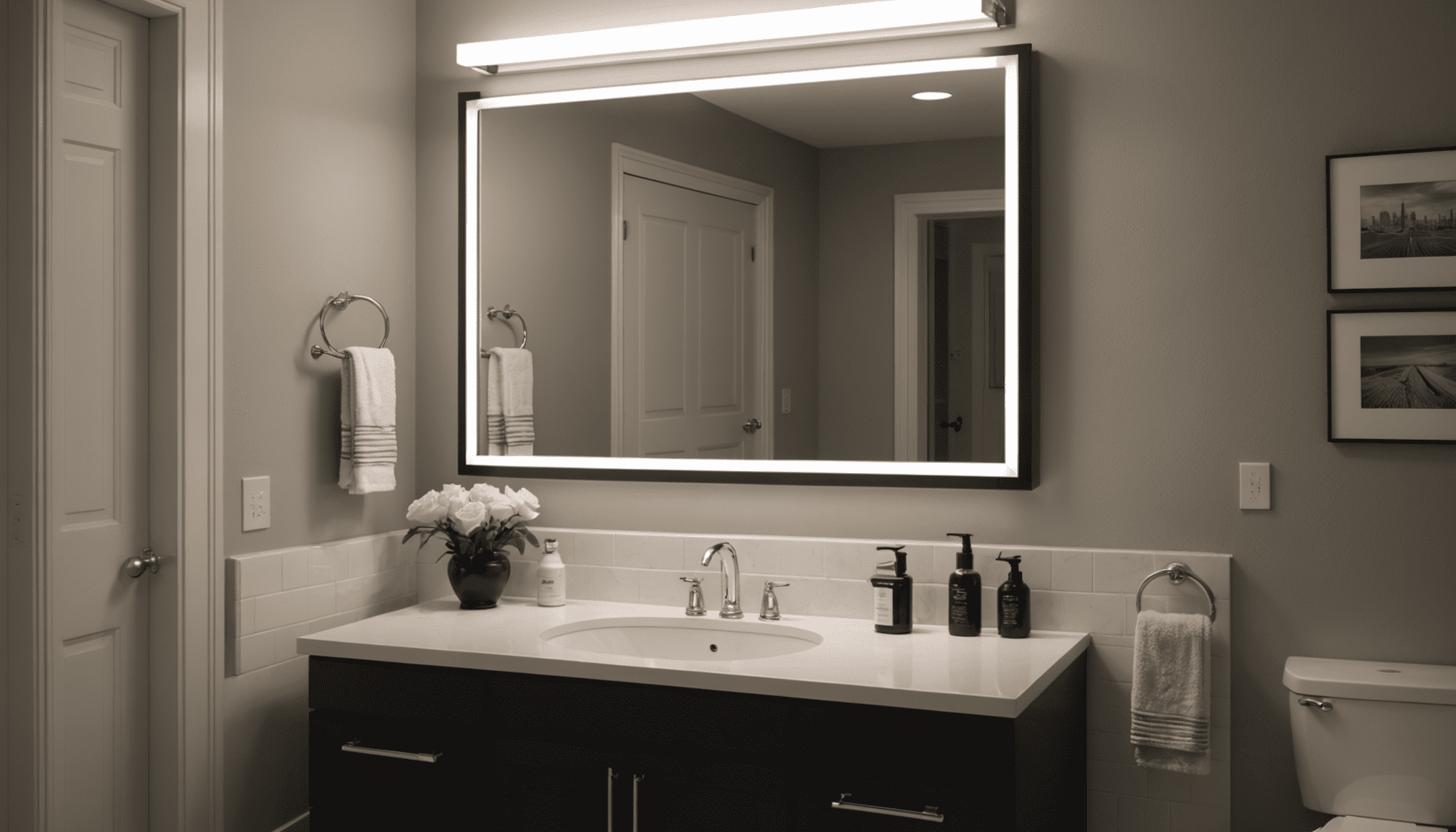 Bathroom vanity with mirror and light bar Toronto