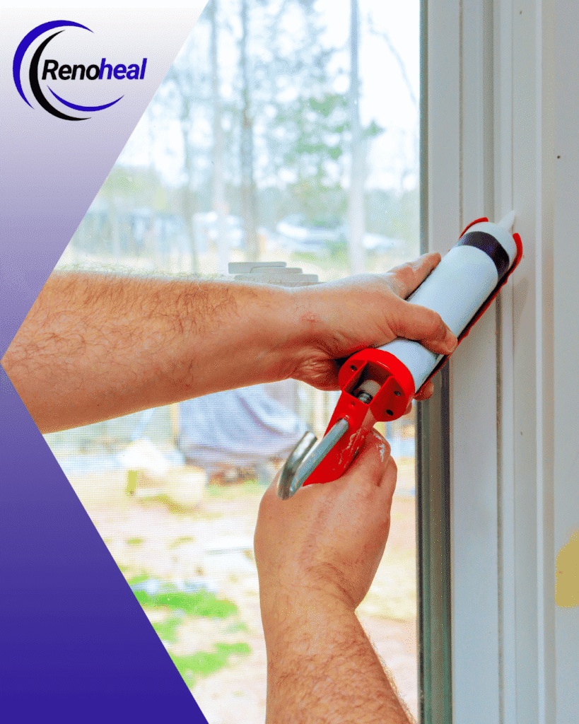 window casing caulking before and after Newmarket gap sealing trim finish