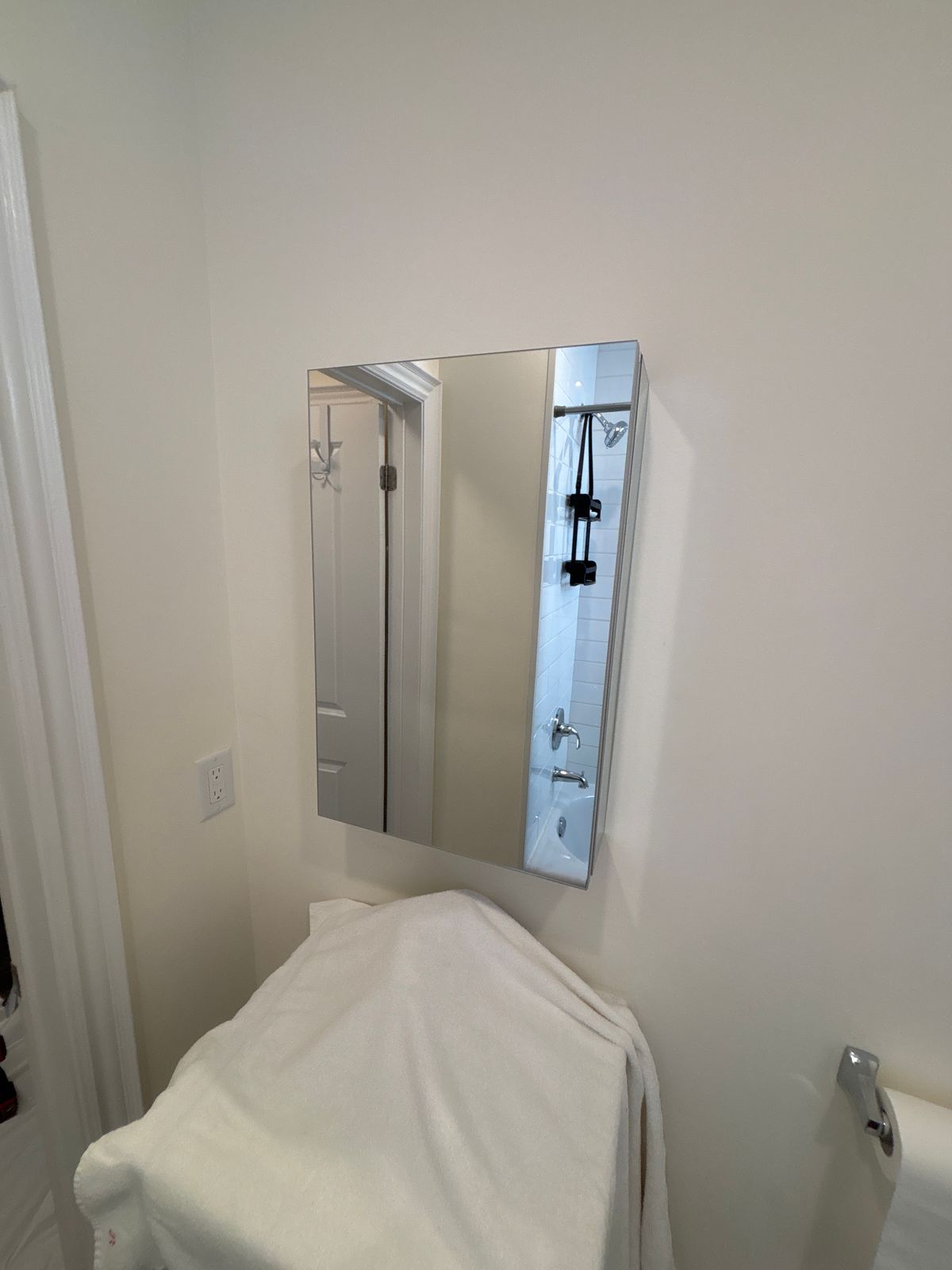 Medicine cabinet installation Toronto – side view of a surface mount medicine cabinet on drywall